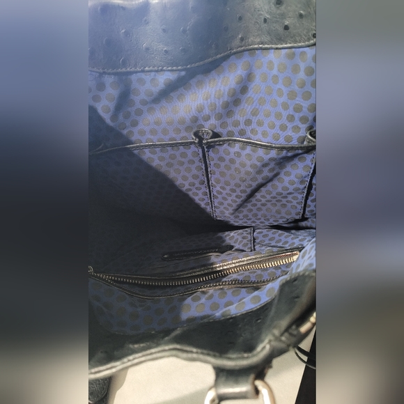 GUC Rebecca Minkoff Romeo Leather  Satchel Ostrich Style Black - Picture 14 of 16